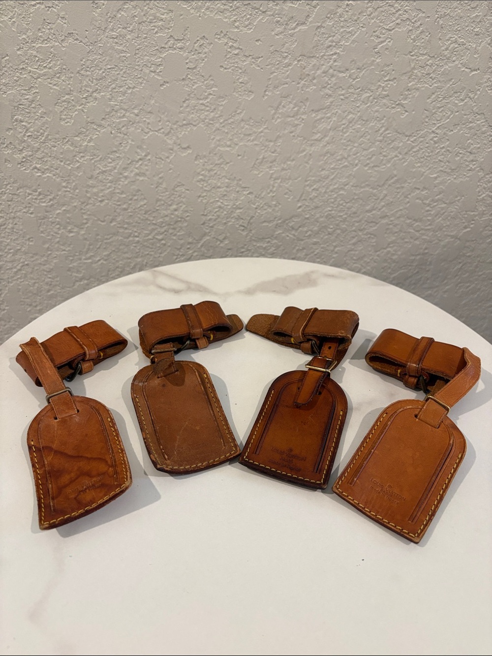 Louis Vuitton 4pcs Leather Luggage Tag - Brown